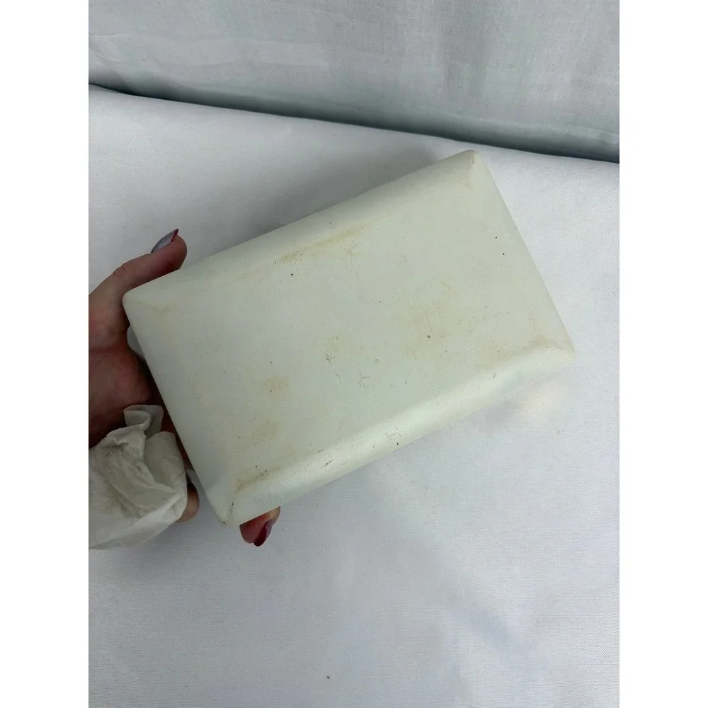 Vintage Mid Century Jewelry Box Cream Gold Carriage Satin Lining 15 Compartments